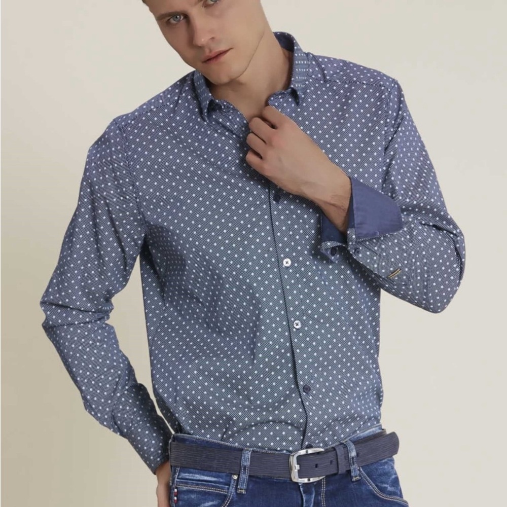 A-Frame men’s blue button down shirt M L124-22